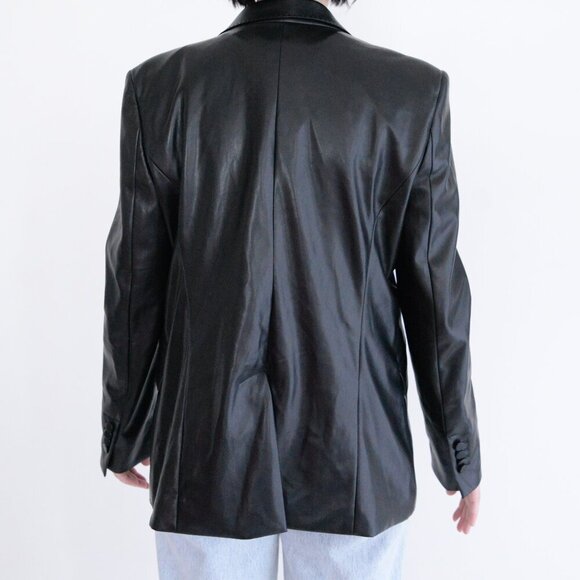 Generation Love New York Hudson Vegan Leather Black Single Button Blazer Xl - Picture 3 of 13